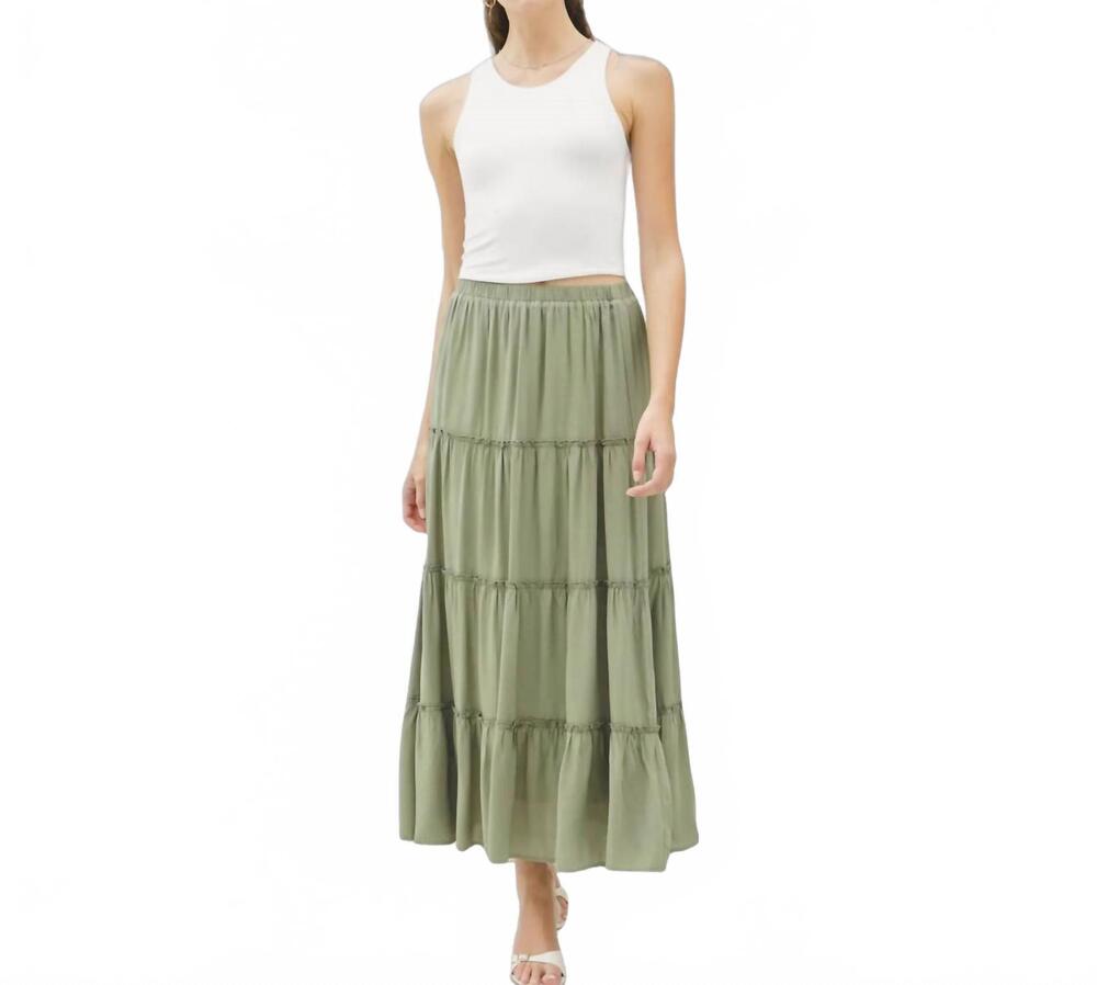 NEW BE COOL dana tiered maxi skirt in spruce